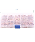 Killer Copper Flat Washers 280 Pcs Set 12 Sizes Screws Bolts Fasteners Storage Case, clear organizer 17.5cm x 10cm x 2.3cm