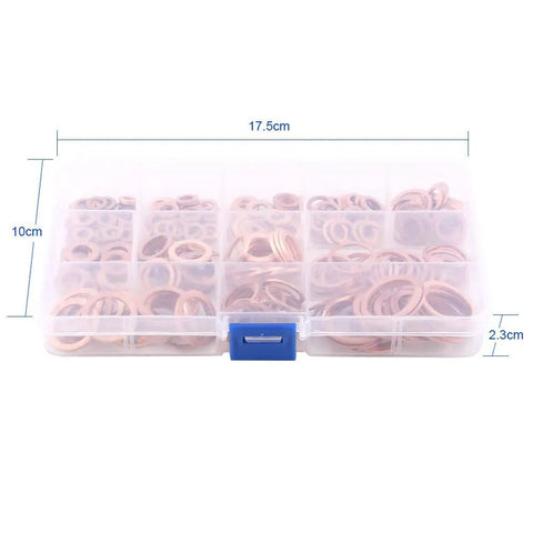 Killer Copper Flat Washers 280 Pcs Set 12 Sizes Screws Bolts Fasteners Storage Case, clear organizer 17.5cm x 10cm x 2.3cm