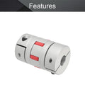 Beefy Aluminum Shaft Coupling 12.7mm To 12.7mm Bore Flexible Coupler 66x40mm M6 Thread 13,000 RPM Max Torque 64Nm Peak 32Nm Rated Oxidized Finish Great For CNC Stepper And Servo Builds, silver flexible shaft coupling with red insert