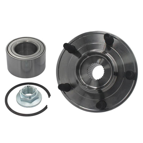 Front Wheel Hub And Bearing Assembly For Ford Escape 2001 2012 Mazda Tribute 2001 2011 Mercury Mariner 2005 2011 Five Lug Direct Replacement With Heavy Duty Steel Construction And Smooth Rolling Performance, showing wheel hub, bearing, and components