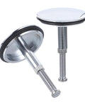 2pcs Brass Bathtub Drain Plug with Flat Seal and Rotating Design, chrome finish, features smooth edges and threaded bases.