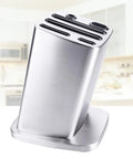 Six Slot Stainless Steel Knife Holder Rack With Anti Skid Pad And Tilt Style Design Sturdy Knife Storage Organizer