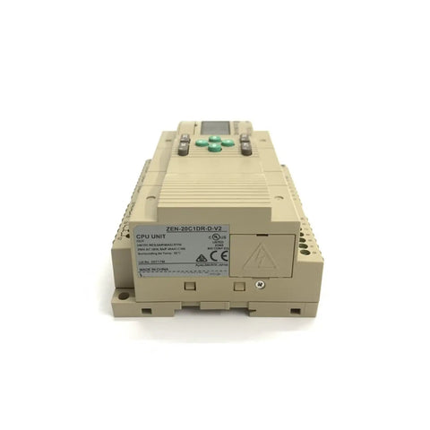 One Pack ZEN-20C3DR-D-V2 PLC Module Unit For Industrial Control, beige plug-in CPU unit with front label and fuse cover