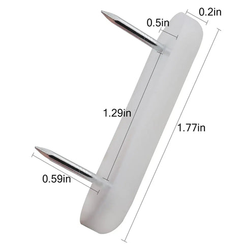 50 Pack Nail On Chair Sliders With Plastic Head For Hardwood Floors, PTFE Thick Pad Floor Protectors, Double Needle Pins, 1.77 X 0.47 X 0.2 In Size, 0.59 In Pin, Easy Fit Furniture Sliders That Protect Your Floors close-up view