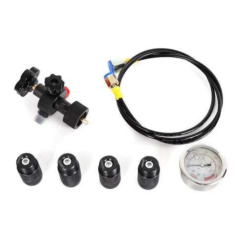Nitrogen Charging Inflatable Tool For Hydraulic Accumulator Pressure Test Kit, 250 Bar 3500 PSI, Gas Valve With Interchangeable 7/8-14UNF, 5/8-18UNF And 5/16-32UNF Fittings For Nitrogen Pressure Test System