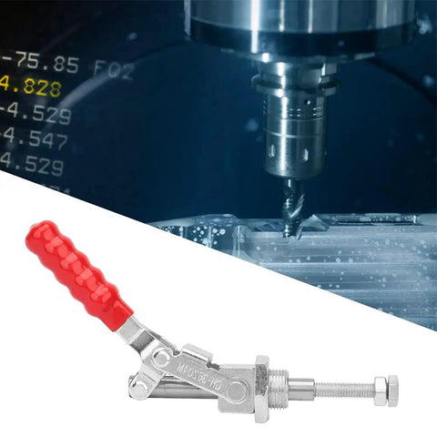 Push Pull Toggle Jig Handle For Quick Clamping And Stationary Jig Tool In Stainless Steel Heavy Duty Durable Elbow Clamp Boss Level Pro Grade Clamp Fixture For Metalworking Easy Install And Versatile Workshop Use, red handle