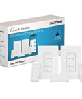 Decked Out Smart Dimmer Switch Kit With 2 Dimmers, 2 Wall Plates, 2 Pico Remotes, and Smart Hub, box included