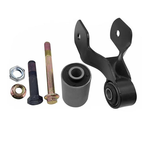 Ford Front Leaf Spring Shackle U Bolt Kit For 80 To 97 F 250 F 350 4WD Heavy Duty Suspension Upgrade 8.75 Inch Square U Bolts SKU 722015 Compatible With 4x4 Trucks, black steel shackle bracket, bushings, U-bolts