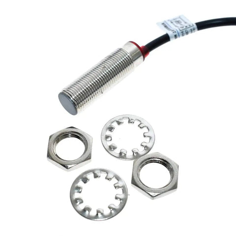 Two Pack NJK-5002C Hall Effect Sensor Proximity Switch NPN Three Wire Normally Open for 5 to 30 V DC Operation, showing components
