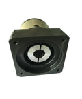 Slick Eight Arcmin Planetary Reducer Gearbox With Eighty Millimeter Round Flange built for Nema34 motors, black housing, front view.