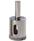 1-inch diamond drill bit with chrome-plated body and diamond grit edge for glass and stone