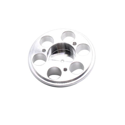Front view of Beefed Up Polished Billet Aluminum Single Groove Alternator Fan And Pulley Kit For Small Block Chevy 1957 To 1985