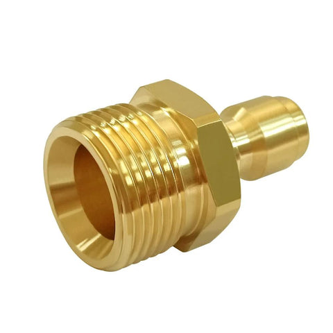 Brass pressure washer coupler with M22-14mm male thread and 1/4 inch quick-connect plug
