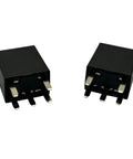 12V DC SPDT Power Relay 4 Pin 35A Beefy High Current Relay Set Of 2 for automotive and industrial use, black casing, front view