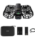 Promax 8K Self Flying Drone With Pocket AI Tracking Action Camera, two batteries, charging hub, case, and cable bundle