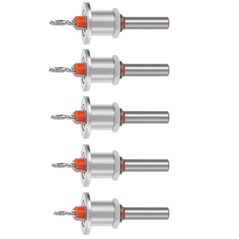 Get Jacked With These 5 Pcs Tapping Screw Drill Bits Featuring Adjustable Positioner For Wood Projects Alloy Steel Tapered Countersink Tools, close-up of drill bits.
