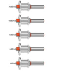 Grab This Slick 5 Pack Countersink Drill Bit Set With Adjustable Depth Stop For Woodwork Pros And DIY Rookies That Want Clean Holes Every Single Time Using High Grade Alloy Steel And Fits Most Power Drills Like A Charm - 5 drill bits with depth stops.