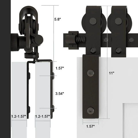 Sliding Barn Door Hardware Kit For Double Wooden Doors, 6FT Single Track System, Easy To Install, Super Sturdy Carbon Steel