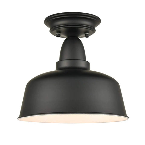 Farmhouse Matte Black Ceiling Light Fixture Rustic Barn Industrial Semi Flush Mount For Kitchen Dining Room Hallway Porch Foyer Entryway Laundry Corridor Easy Install