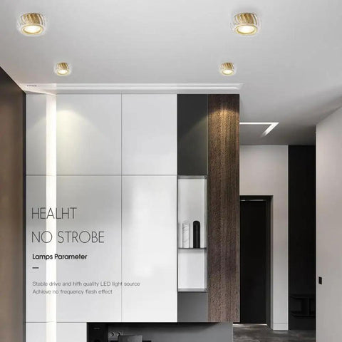 Super Slick 9 Pack Led Recessed Lighting Kit Featuring Heavy Duty Brass Housing And Crisp Crystal Trim for sleek interior design.
