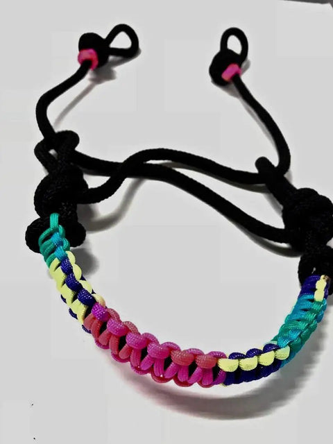 Rainbow And Black Bitless Bosal Attachment For Your Headstall Easy Clip On Bitless Horse Tack Affordable Way To Ride Bitless Reins Attach To Bottom Loop Snug Quick Connection Durable.