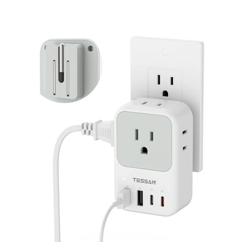 Ultra Compact USB C Charger Block 20W PD Fast Charge Adapter With Foldable Plug plugged into wall outlet