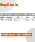 Fitment chart for Rear Wheel Hub Bearing Assembly Direct Replacement for 2008 to 2016 Mitsubishi Lancer FWD and 2008 to 2013 Outlander 2.4L FWD