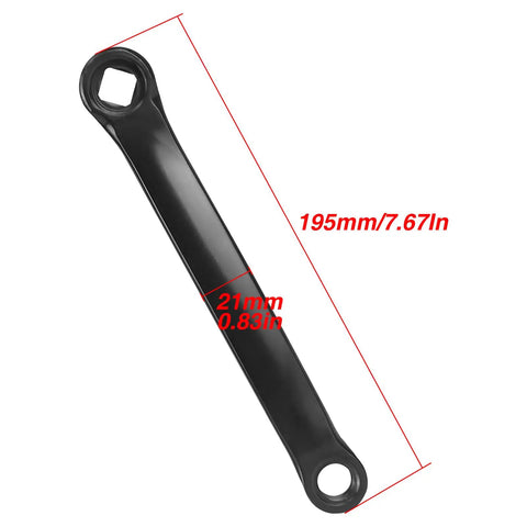 Black Beefy 170mm Left Steel Crank Arm for bikes with diamond hole, shown with dimensions in red.