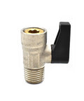 VP40 One Quarter Inch MPT Mini Drain Valve For Air Compressors, Brass Body, Zinc Plated, Plastic Handle, PTFE Seal, No Drip