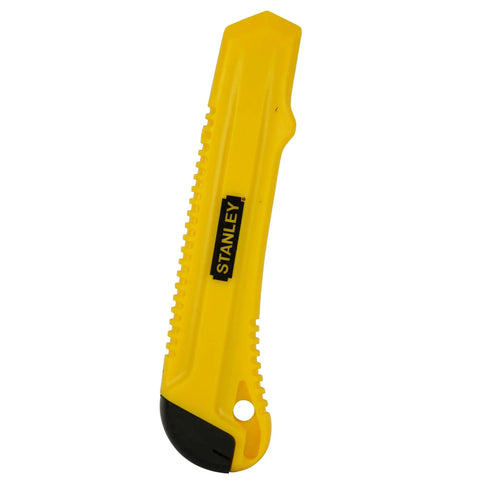 Basic Snap Off Blade Knife, 18 Millimeter Utility Cutter For Light Duty Cutting, yellow and black handle visible