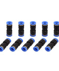 Pack of 10 Three Eighths Inch Plastic Straight Union Tube Fitting Pneumatic Connector, durable plastic and brass, snap in quick connect
