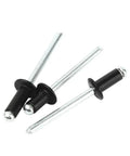Close-up of 400 Pieces Black Aluminum Pop Rivets Kit With Ten Sizes One Eighth Inch Five Thirty Second Inch Three Sixteenth Inch Assorted Blind Rivets