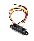 Sharp IR Analog Distance Sensor GP2Y0A21YK0F 10 To 80 Cm Cable with plug for Arduino Pro Kit, front view, with multi-colored wires