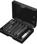 Universal 3 Bit Set 61 Piece With Magnetic Holder And Textile Box, stainless sleeve, tough viscous bits in open case