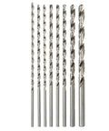 Heavy Duty 8 Piece Extra Long Twist Drill Bits Set With 200mm Length And Straight Shank For Drilling Steel Wood Plastic Aluminum Jewelry 2mm To 7mm Capacity Perfect For Home Workshop Projects, front view of the bits