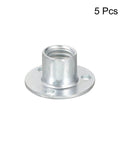 Heavy Duty M10 Brad Hole Tee Nuts 5 Pack Carbon Steel round base screw-in flange for secure furniture assembly.