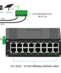 Beefy 16 Port Gigabit PoE Plus Switch With 30W Per Port And 360W Budget Dual Redundant 48 To 57 Volt DC Power Inputs