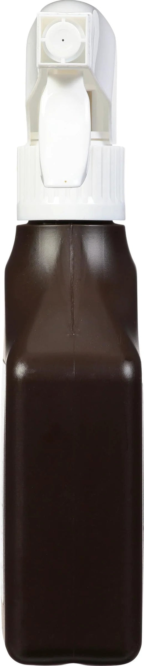 Hydrogen peroxide spray bottle with white trigger sprayer on brown 8 oz plastic bottle