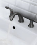 Matte Black Widespread Bathroom Sink Faucet 3 Hole Mount With Stainless Steel Pop Up Drain And cUPC Lead Free Hose Ceramic Valve