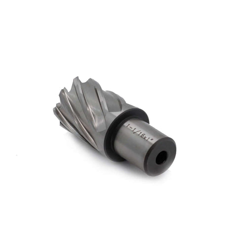 Oscarbide annular cutter, 1-1/16 in cutting diameter, 1 in depth, 3/4 in Weldon shank, side view