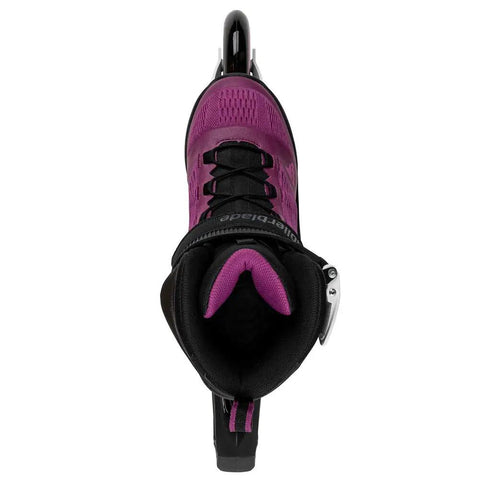 Top view of Macroblade 100 3WD Womens Inline Skates in violet and black with breathable mesh upper and high cuff support.