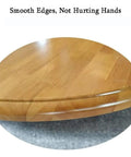Close-up of a Large Wooden Lazy Susan Turntable 40 Inch 360 Degree Rotating Serving Tray For Dining Table with smooth edges.