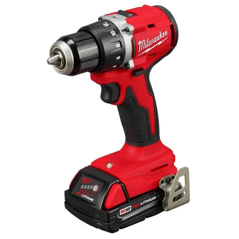 Badass Compact Brushless Cordless Drill Driver Kit With 18 Volt Lithium Ion Battery Power, red drill with battery for renovations.