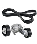 Drive Belt Pulley Tensioner Kit Compatible With N52 E60 E61 525i 530i 528i E81 E82 E87 E88 125i 128i 130i E90 E91 E92 E93 325i 328i Zips That Squeal Away And Keeps You Cruising Smooth Like a Dream For a Simple Home Install That Pays Off Big. with belt, tensioner and pulleys