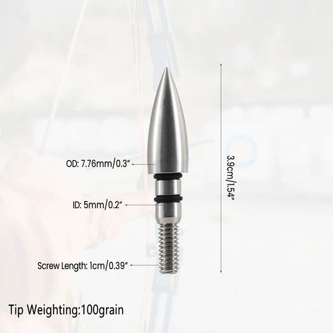 25 Pcs Archery Field Points 100 To 125 Grain Stainless Steel Arrow Tips With Case For Recurve And Compound Bow Target Practice
