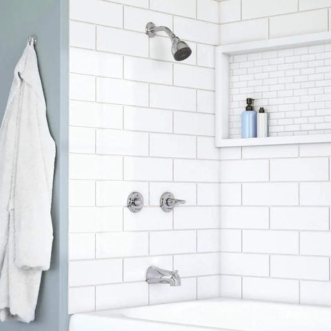 Aragon Two Handle Tub And Shower Faucet With One Spray Showerhead Chrome Finish Valve Included Refurbished And Tested