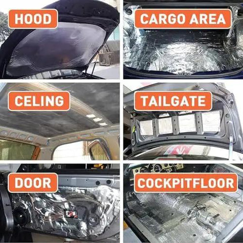 10mm Thick Sound Deadener Noise Reduction Mat With Hella Strong Grip Adhesive For Gmc Sierra 1500 2500 3500 Ev Trucks in hood cargo area ceiling tailgate door and cockpit floor.