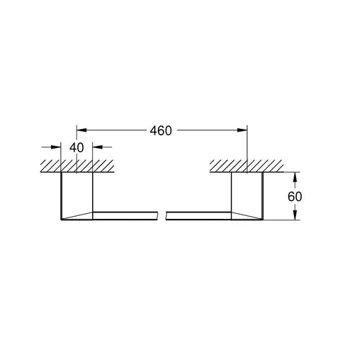 Technical diagram of Cube Bathroom Accessories Set In Square Design Dope Modern Lines 19 Inch Total Length Functional 18 Inch Reach Sleek Chrome Finish For A Cool Contemporary Bathroom Upgrade.