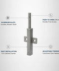 Heavy Duty Push To Open Cabinet Latch With Aluminum Alloy Rebounder For Handle Free Kitchen Cabinets And Wardrobes Gray 1 Pack