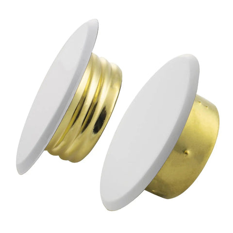 10 Pcs Universal Fire Sprinkler Concealment Cover Plates thick iron caps with white finish and gold base, ideal for ceiling use.